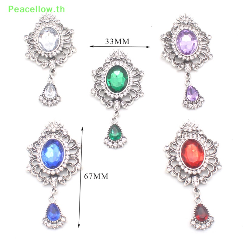 Peacellow จี้เข็มกลัดคริสตัลอัลลอย แบน 33*67 มม. สําหรับตกแต่งงานแต่งงาน เชิญวันหยุด TH