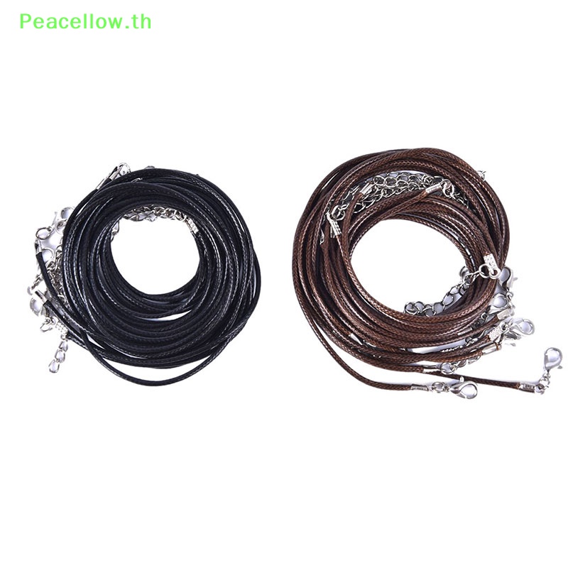 Peacellow เชือกหนัง 1.5 มม. ปรับได้ สีดํา สําหรับทําสร้อยคอ สร้อยข้อมือ DIY 10 ชิ้น