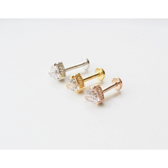 PiercingRoomByJay Trillian Triangle Flat Back เงินแท้