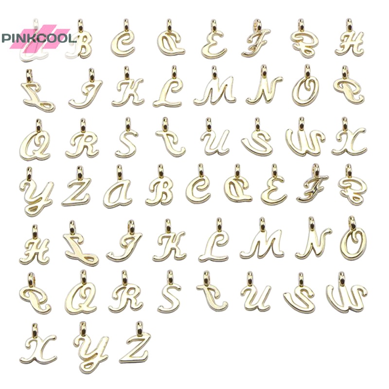 Pinkcool ขายดี จี้ตัวอักษร A-Z สีทอง สําหรับทําเครื่องประดับ DIY 26 ชิ้น