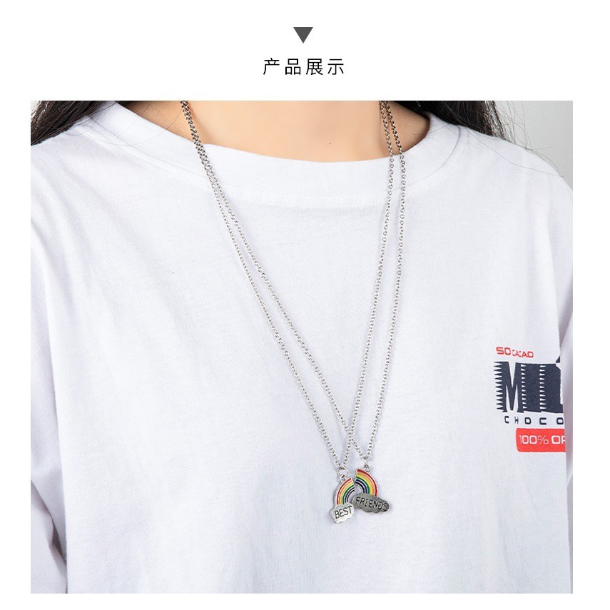 (Q-80) สร้อยคอแฟชั่น สร้อยคู่ สายรุ้ง ซื้อ 1 ได้ถึง 2 เส้น