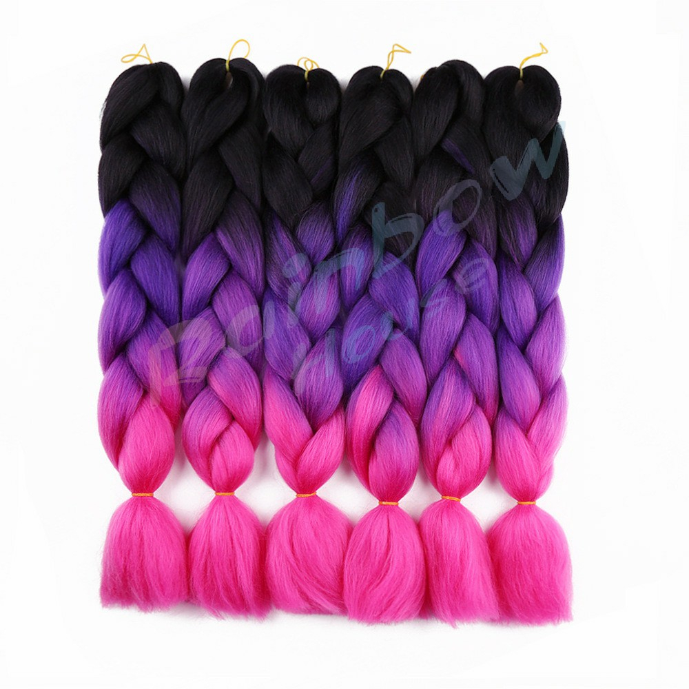 Rainbow ผมเปีย ไหมถักผม สีทูโทน แอฟริกันเดรดล็อกส์   wig braids