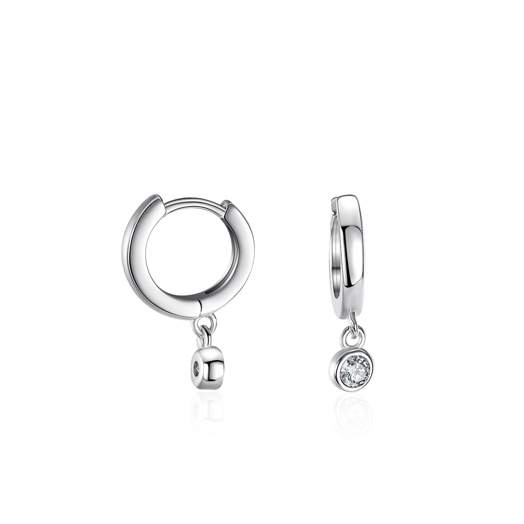 Real Moissanite ต่างหูระย้า ชุบทองคําขาว 925 ทรงกลม 0.1ct แนววินเทจ หรูหรา พร้อมรับรอง GRA