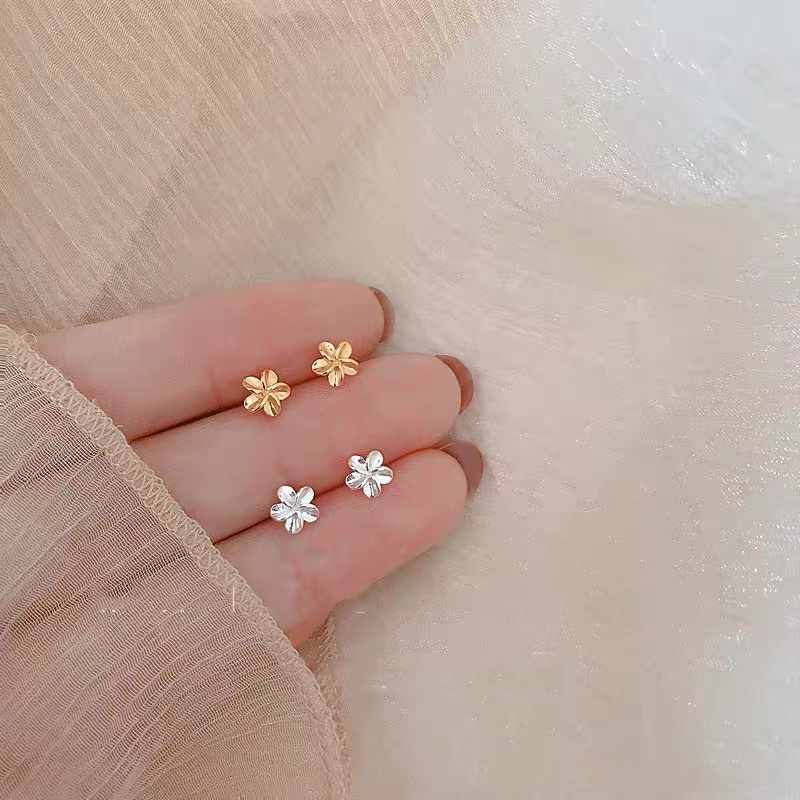 Roselife ต่างหูสตั๊ด เงิน S925 จี้รูปดอกไม้ 3D ขนาดเล็ก สไตล์เกาหลี ใช้แล้วไม่แพ้ 1 คู่