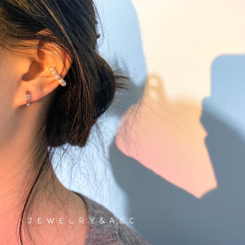 Roselife ต่างหูห่วงเงิน S925 รูปหัวใจ กลวง ขนาดเล็ก เรียบง่าย เครื่องประดับแฟชั่น สําหรับผู้หญิง