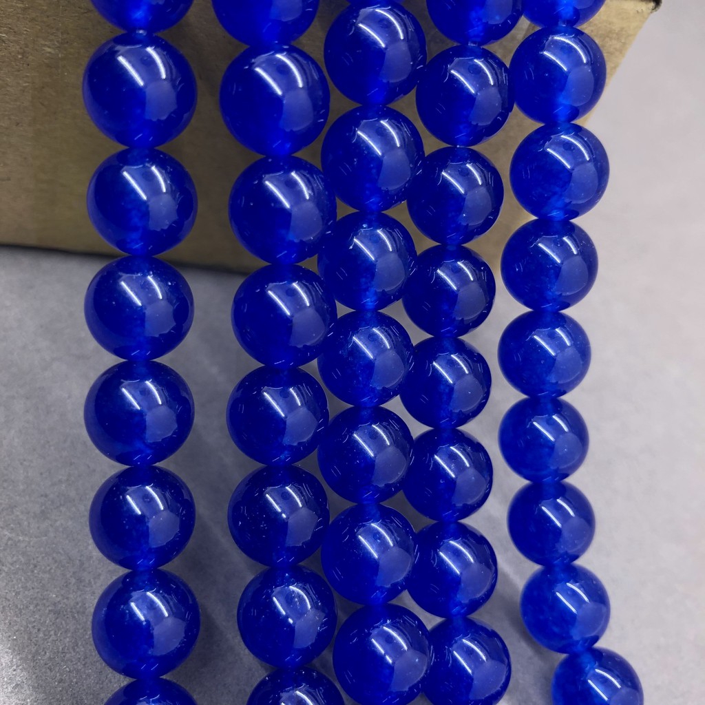 Royal Blue Chalcedony Jade Beads ฟ้าโมราหยกลูกปัด 4-12 มิลลิเมตรรอบธรรมชาติหลวมหิน DIY สำหรับเครื่องประดับ