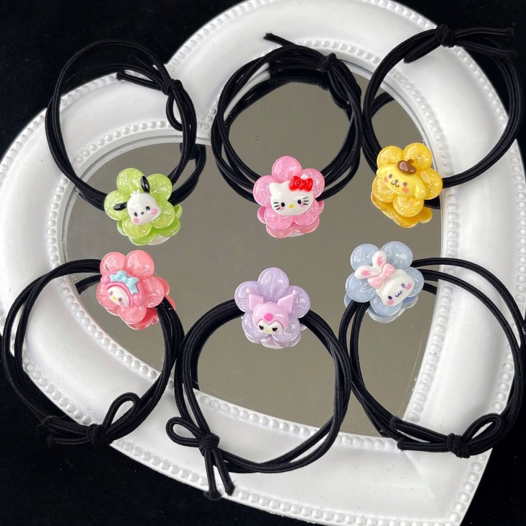 SANRIO ยางรัดผม แบบใส ลายการ์ตูนซานริโอ้น่ารัก อเนกประสงค์ สําหรับนักเรียน