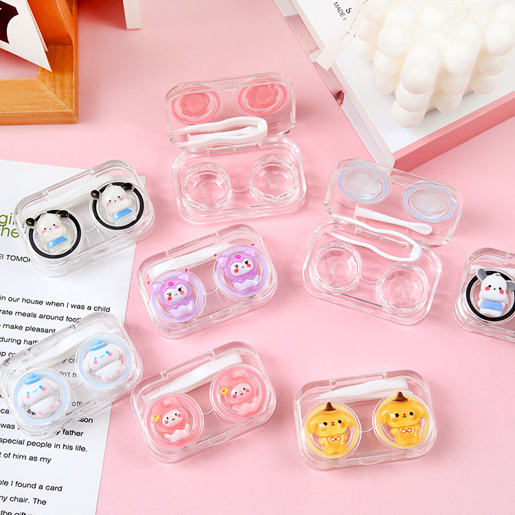 SANRIO ใหม่ กล่องคอนแทคเลนส์เรซิ่น ลายการ์ตูนซานริโอ้ 3D แวววาว แบบพกพา แฟชั่น 2024