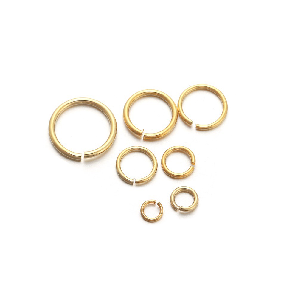 ST.KUNKKA 3-10mm 50-200Pcs 18Kแหวน ห่วงกลมจะไม่จางหายสแตนเลสชุบทองคำแท้การคงสี