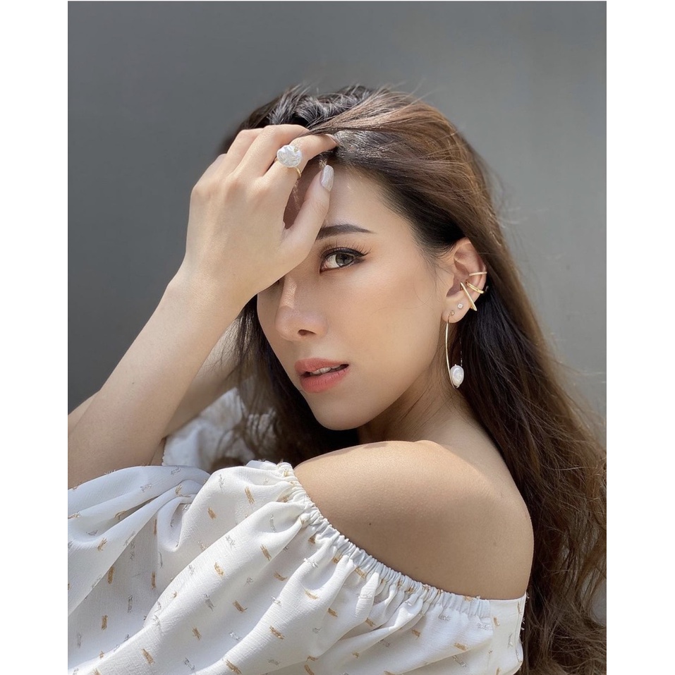 SWAN - Simple Cuff ต่างหูหนีบ เงินแท้ ไม่ต้องเจาะ ฝังเพชรคิวบิกเซอร์โคเนีย cubic zirconia