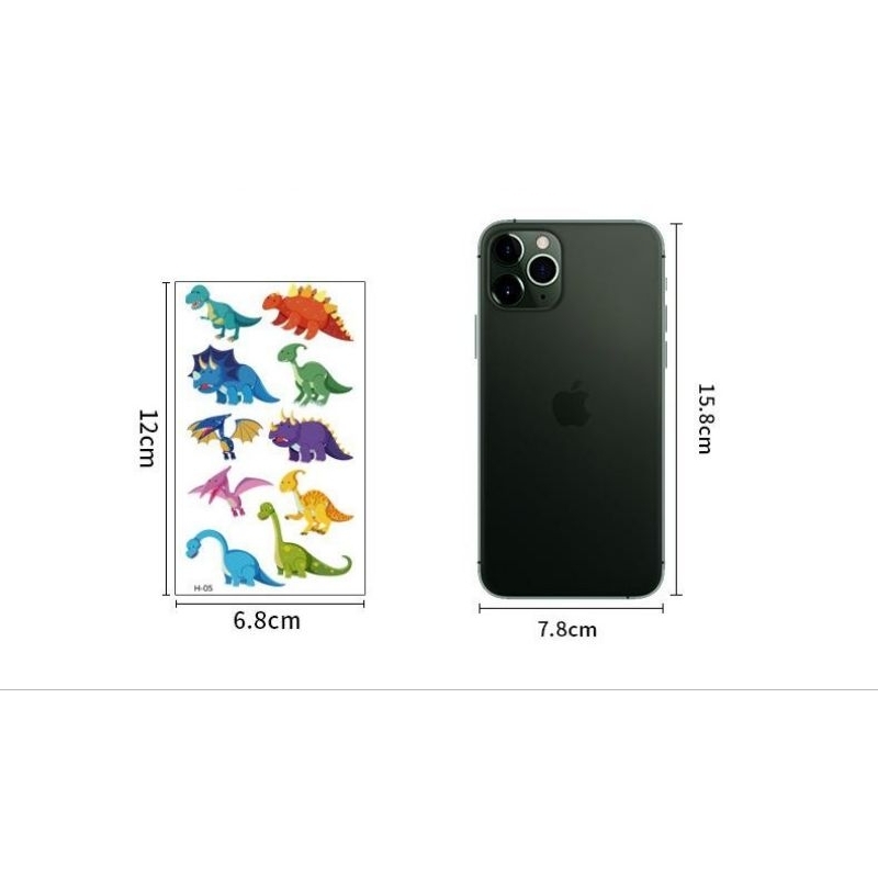 Sale พร้อมส่ง ราคาต่อ  1 เซต   Dinosaur Tattoo Animal Vehical ไดโนเสาร์ สัตว์ รถ พาหนะ แทททู