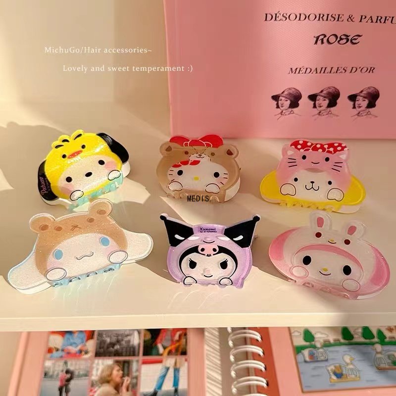 Sanrio กิ๊บติดผม ลายการ์ตูนสุนัขคุโรมิ น่ารัก สามมิติ ขนาดใหญ่ สําหรับผู้หญิง