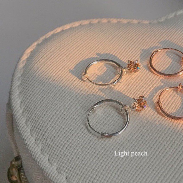 SissyJewelry // ต่างหูเงินแท้ ต่างหูห่วง ประดับ พลอยกลม 4mm