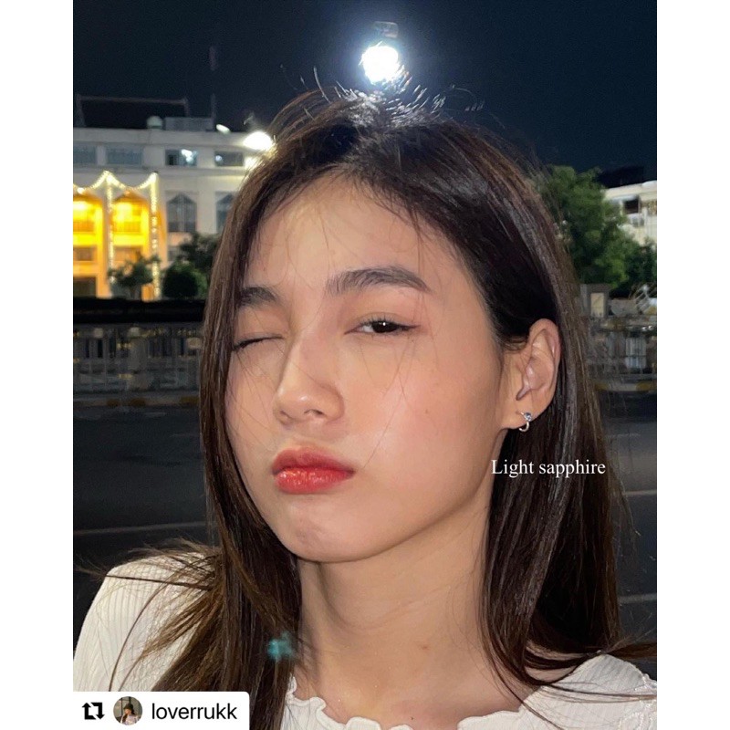 SissyJewelry // ต่างหูเงินแท้ พลอย Swarovski Light Sapphire collection
