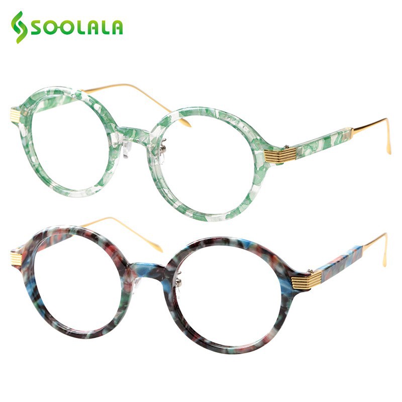 Soolala TR90 แว่นตาอ่านหนังสือ เลนส์ใส ทรงกลม สําหรับผู้หญิง ผู้ชาย ราคาถูก