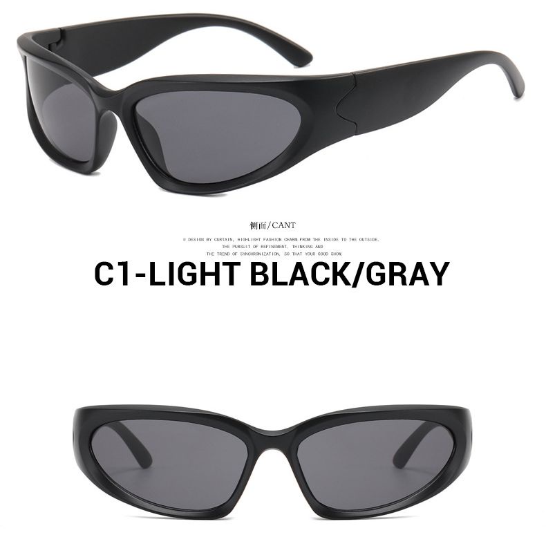 Steampunk แว่นตากันแดด futuristic กีฬา Y2K เฉดสี