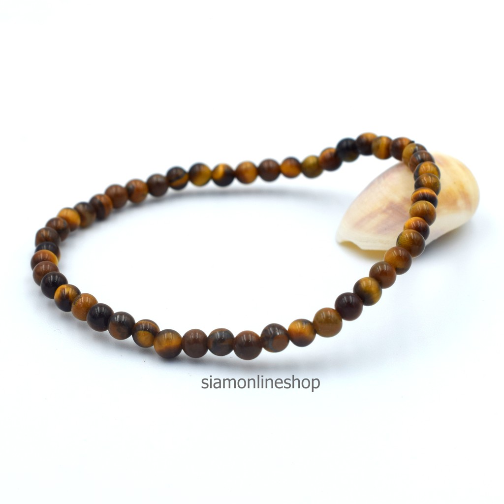 TIGEREYE หินไทเกอร์อาย พลอยตาเสือ ขนาด 4 มม. สร้อยข้อมือหินแท้ by siamonlineshop