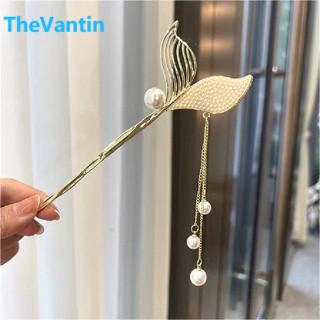 Thevantin กิ๊บติดผมโลหะ ประดับไข่มุก ดอกไม้