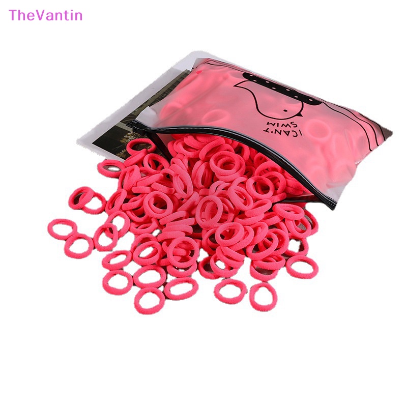 Thevantin ยางรัดผม แบบยืดหยุ่น หลากสี สําหรับเด็กผู้หญิง 100 ชิ้น