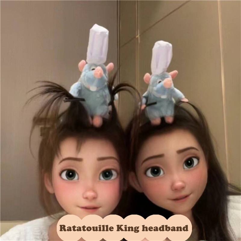 Tiktok Sanrio Ratatouille ที่คาดศีรษะ ตุ๊กตา ผ้ากํามะหยี่ขนนิ่ม กว้าง ของขวัญ สําหรับล้างหน้า