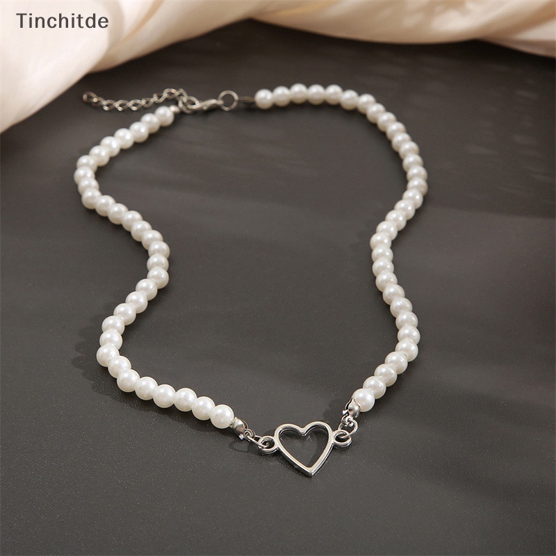 [Tinchitde] สร้อยคอโซ่ จี้รูปหัวใจ ประดับไข่มุก สไตล์วินเทจ เครื่องประดับแฟชั่น สําหรับผู้หญิง