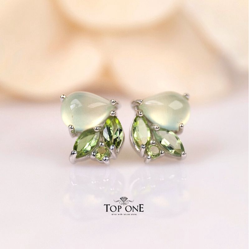 Top1jewelry ต่างหูนกน้อย พลอยแท้ เงินแท้