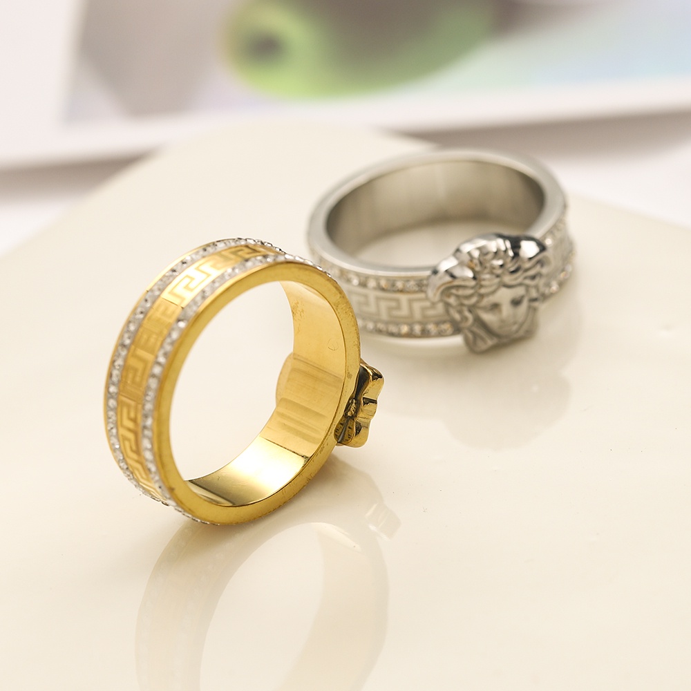 Versace แหวนเงิน 925 ลายตัวอักษร สไตล์เกาหลี เรียบง่าย สร้างสรรค์ เครื่องประดับ สําหรับผู้หญิง