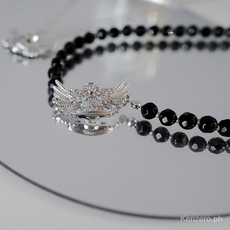Vivienne West wood Goth สร้อยคอ ต่างหู โลหะผสมคริสตัล สีดํา