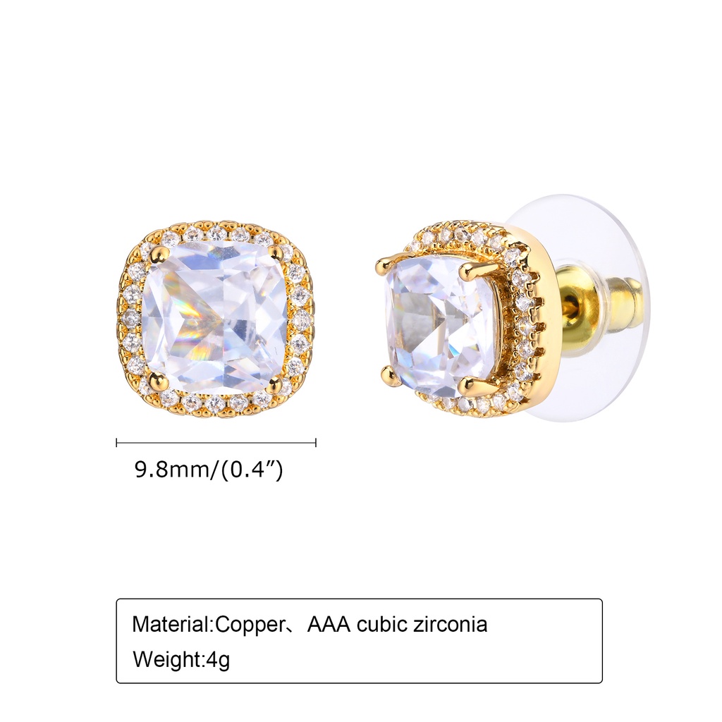 Vnox ต่างหูสตั๊ด ประดับเพทาย ทรงสี่เหลี่ยม สไตล์พังก์ ฮิปฮอป หรูหรา สําหรับผู้หญิง ผู้ชาย