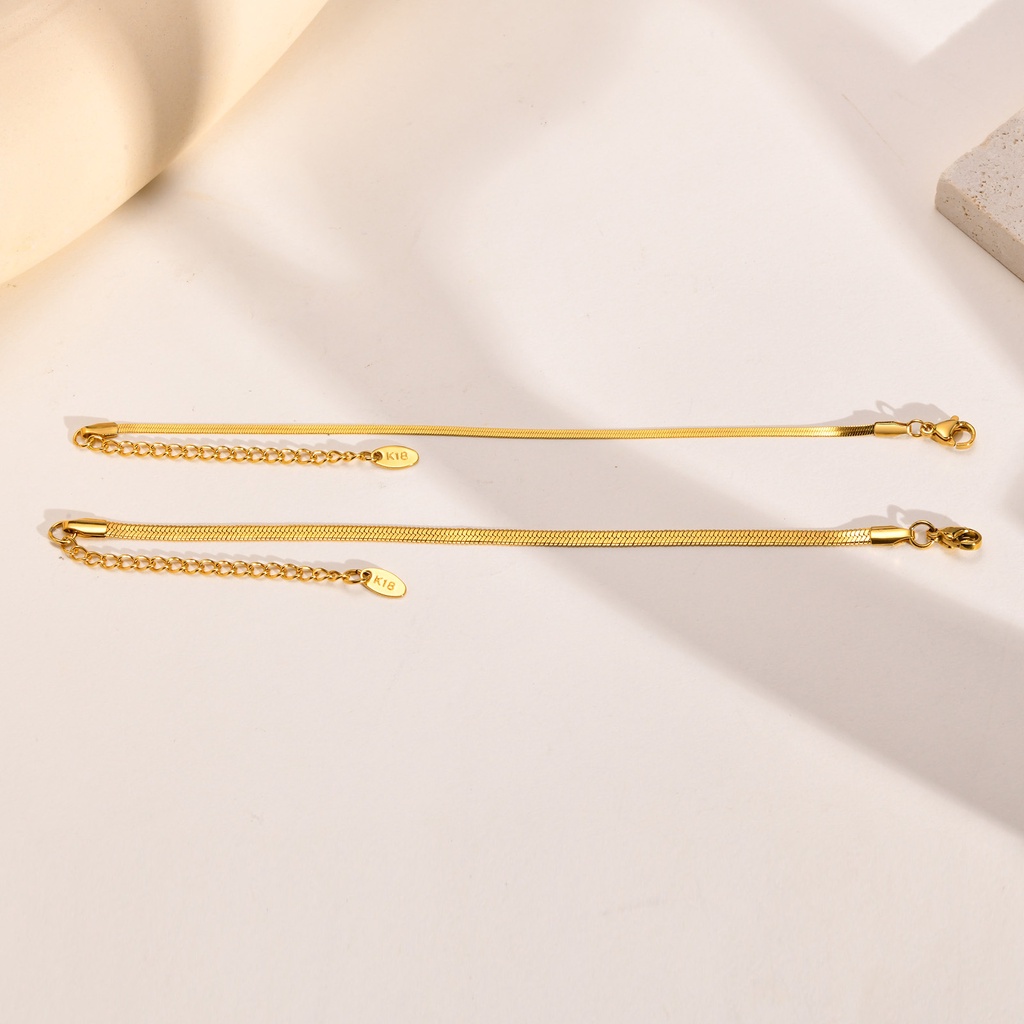 Vnox สร้อยข้อมือโซ่ ทอง 18K ใบไม้ ลิงค์มินิมอล สําหรับผู้หญิง เด็กผู้หญิง