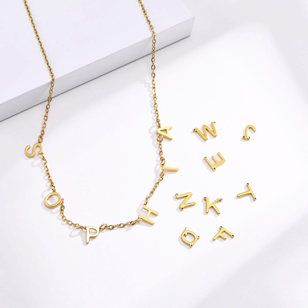 Vnox สร้อยคอโชคเกอร์ สเตนเลส ทอง 18K จี้ตัวอักษร แฮนด์เมด สําหรับผู้หญิง