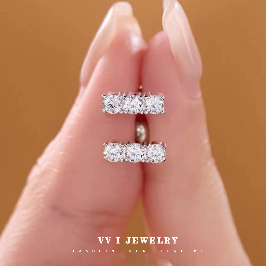 Vvi Moissanite Earring ต่างหูเงินแท้ 925 เพชรโมอีส เครื่องประดับยอดฮิต เครื่องประดับหญิง ของขวัญ vvs/D