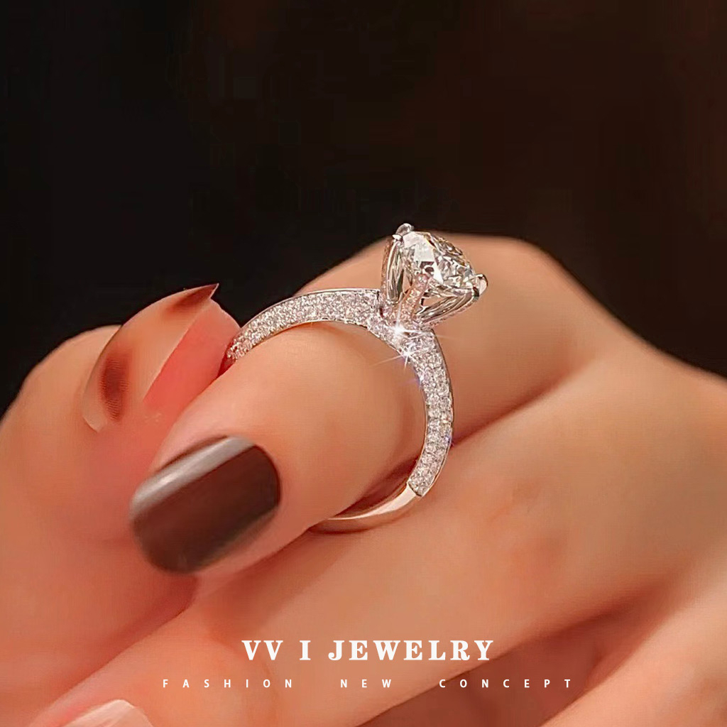 Vvi Moissanite Ring แหวนเงินแท้ 925 เพชรโมอีส สไตล์เกาหลี ของขวัญวันเกิด ของขวัญเทศกาล vvs/D ใบรับรองGRA 1ct-3ct