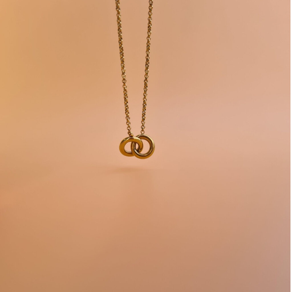 (WELRY.acc) พร้อมส่ง สร้อยคอสีทองลายวงกลมคล้องแบบเรียบรุ่น Bagel
