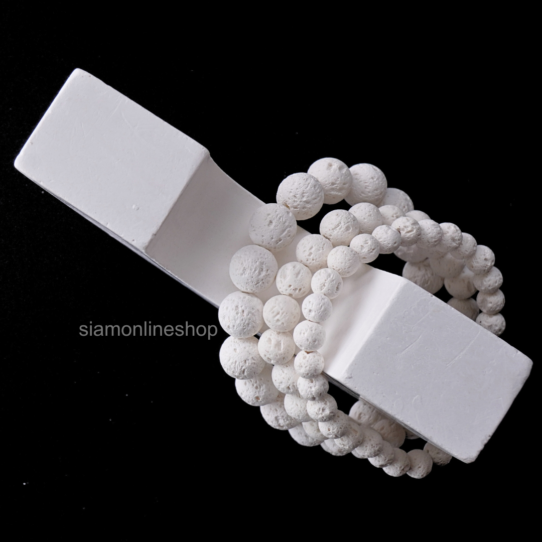 WHITE LAVA STONE หินลาวา หินภูเขาไฟ สีขาว (เลือกขนาดเม็ดหินได้) หินแท้ by siamonlineshop