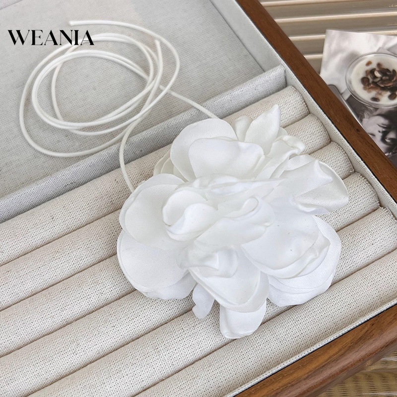 Weania ผู้หญิง 3D ดอกไม้ สายคล้อง กุหลาบ สร้อยคอโช้คเกอร์