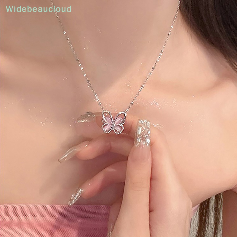 Widebeaucloud สร้อยคอโช้กเกอร์ จี้รูปผีเสื้อ ประดับเพทาย เครื่องประดับแฟชั่นสตรี