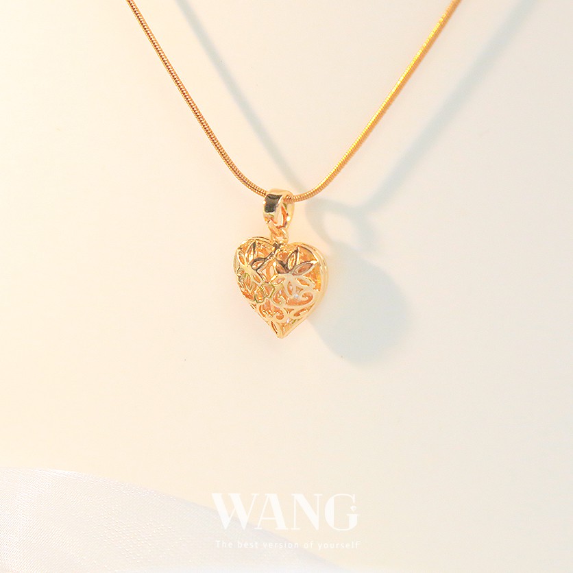 Wj สร้อยคอโซ่ ชุบทอง 18k จี้รูปหัวใจ ประดับเพทาย เครื่องประดับแฟชั่น สําหรับผู้หญิง