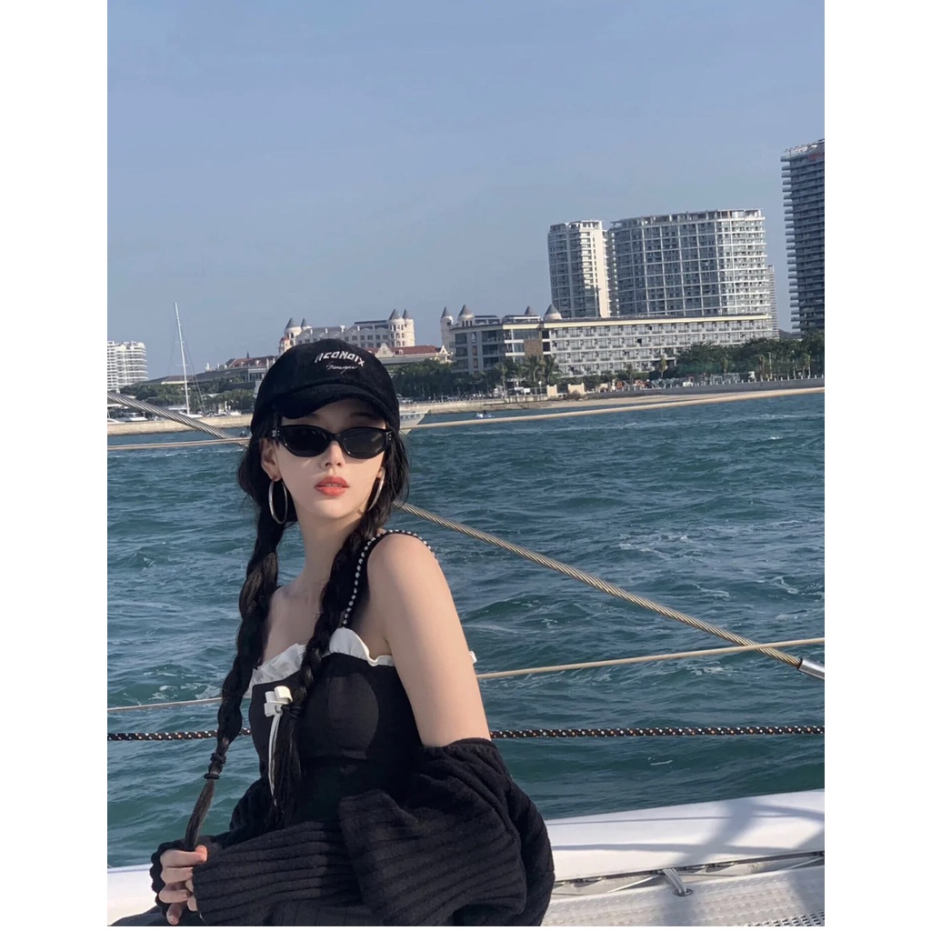 Xiaohong Book Blogger แว่นตากันแดดแฟชั่น กรอบแว่นขนาดเล็ก ทรงรี สไตล์เรโทร