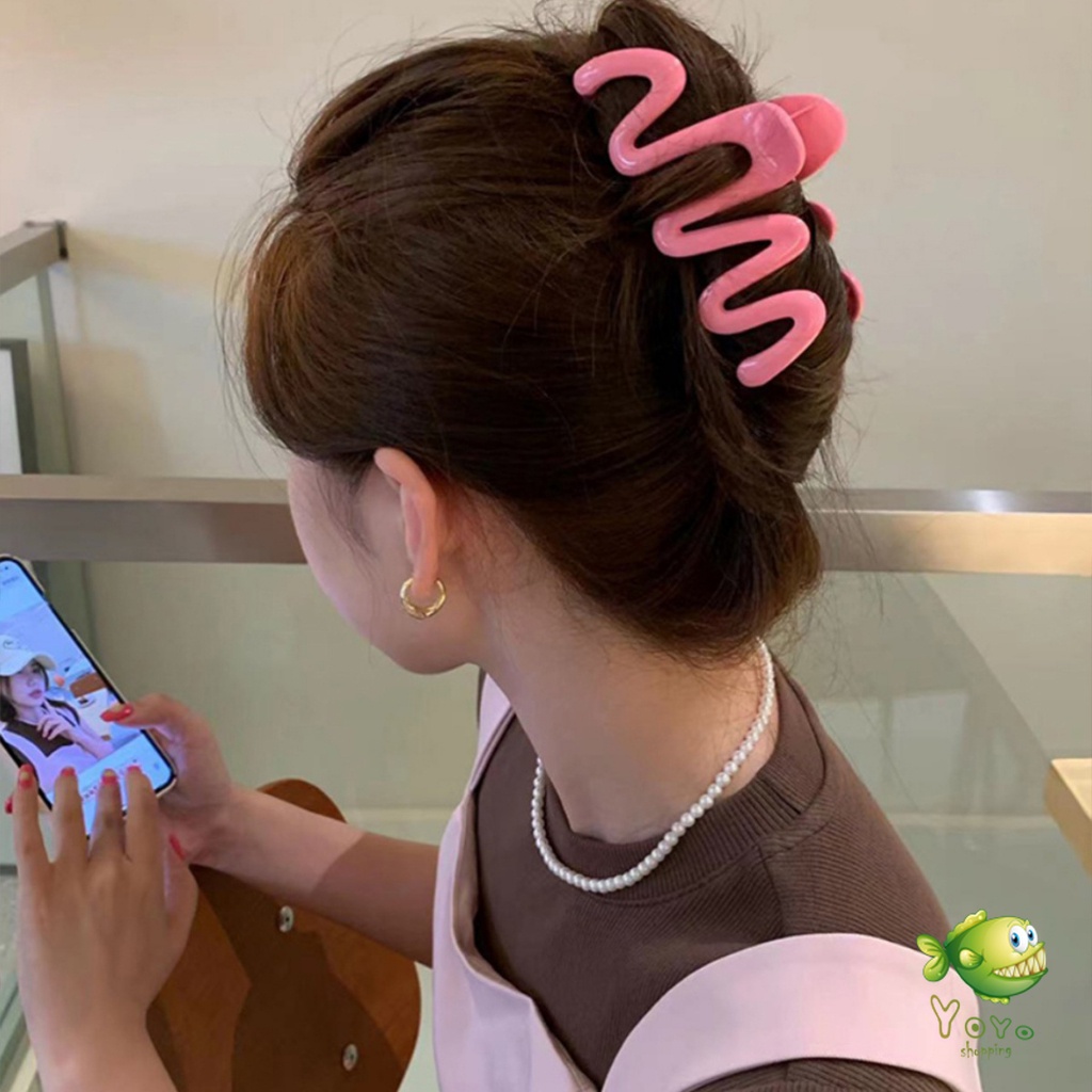 YOYO กิ๊บติดผม ขนาดใหญ่ แฟชั่นสําหรับผู้หญิง ที่หนีบผมใหญ่ สีพื้น สไตล์ฝรั่งเศส  hair clip