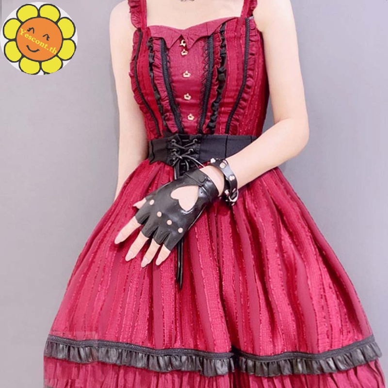 Yescont ถุงมือหนัง PU แบบห้านิ้ว สําหรับผู้หญิง เหมาะกับการขับรถ เต้นรํา