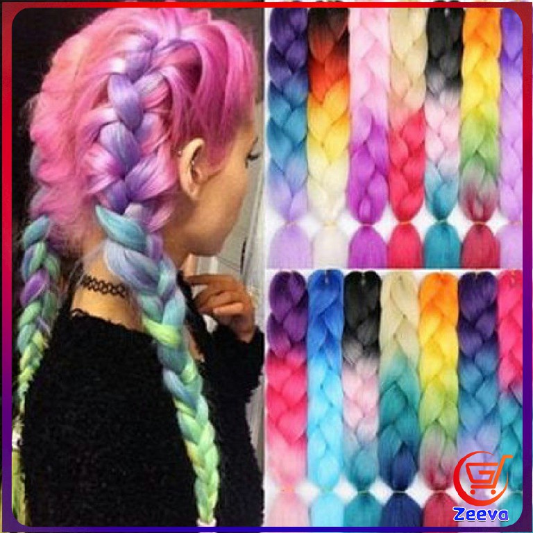 Zeeva ผมเปีย ไหมถักผม สีทูโทน แอฟริกันเดรดล็อกส์   wig braids