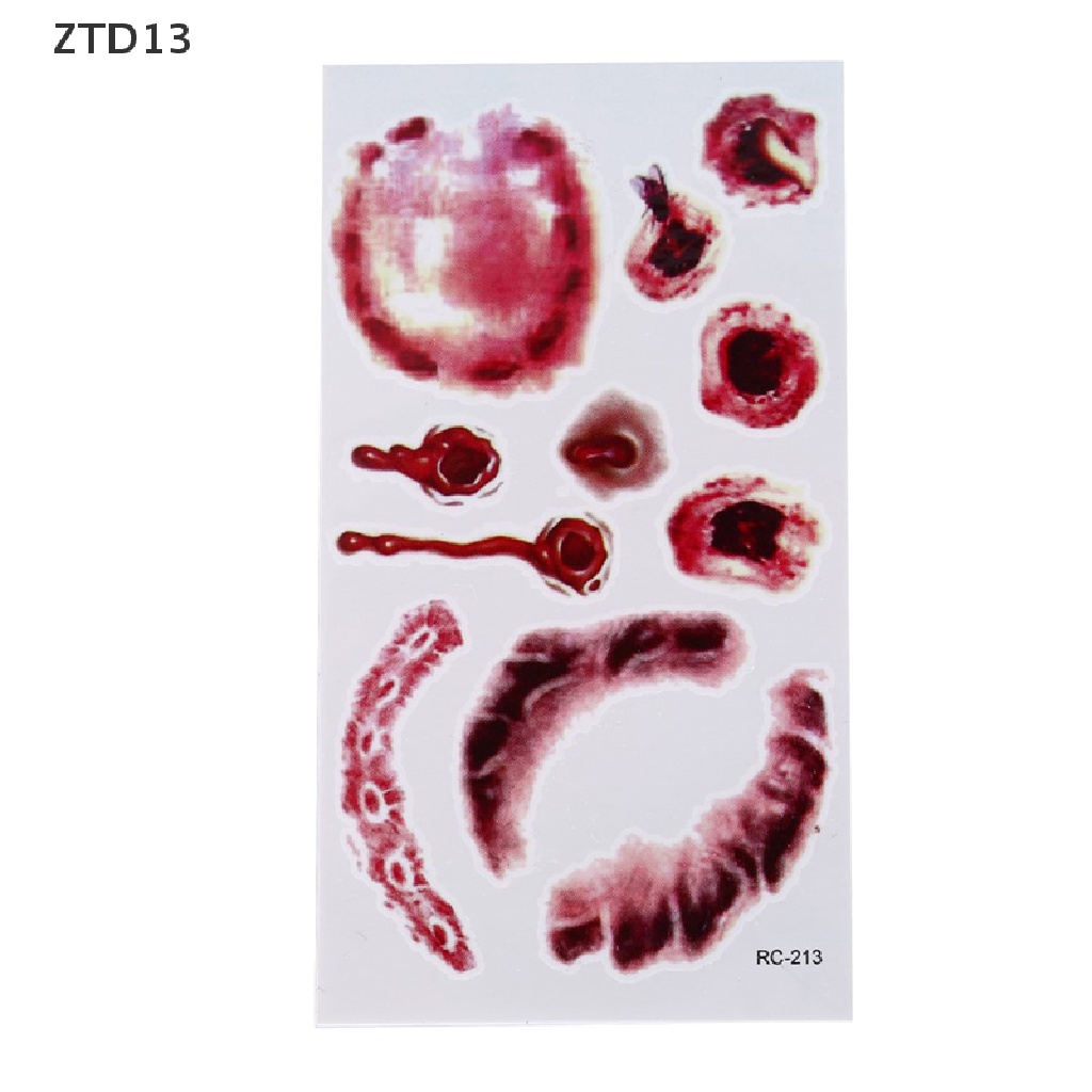 Ztd13 สติกเกอร์รอยสักชั่วคราว ลายฮาโลวีน แผลเป็น เลือด 1 5 30 ชิ้น ZT