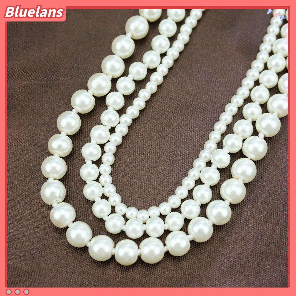 bluelans สร้อยคอยาว ลูกปัดมุกเทียม แบบหลายชั้น ของขวัญเครื่องประดับ แฟชั่นสำหรับผู้หญิง