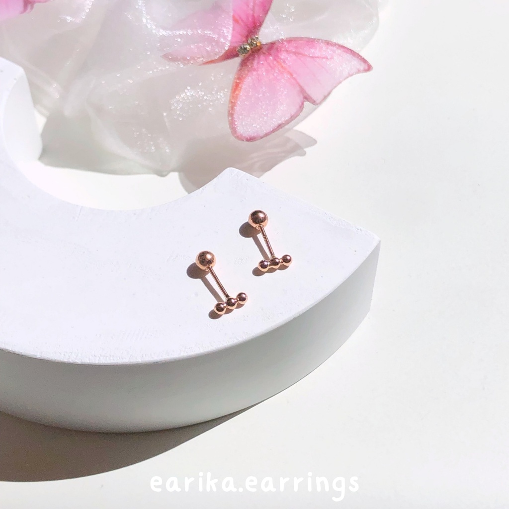earika.earrings - triple dot piercing จิวหูเม็ดกลมแถวเงินแท้ (ราคาต่อชิ้น) (มีให้เลือก 3 สี) เหมาะสำหรับคนแพ้ง่าย