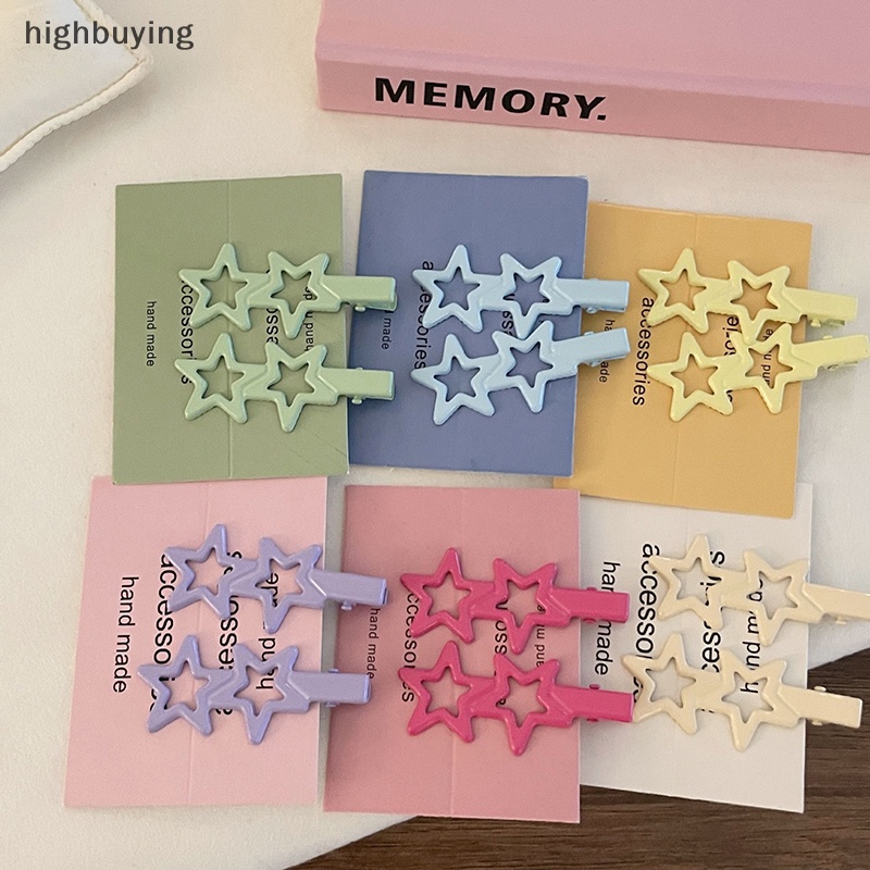 [highbuying] กิ๊บติดผม โลหะผสม รูปดาวห้าแฉก 2 ชิ้น ต่อล็อต Y2K