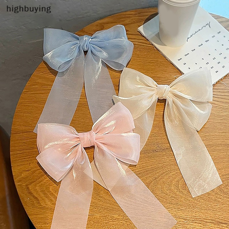 [highbuying] ใหม่ กิ๊บติดผม โบว์ไหมพรม สีดํา สีขาว แฟชั่นฤดูใบไม้ผลิ สําหรับผู้หญิง พร้อมส่ง