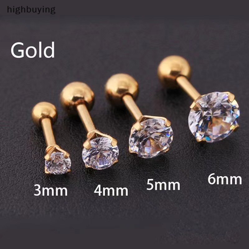 [highbuying] ใหม่ ต่างหูติดกระดูกอ่อน ประดับพลอยเทียม 4 ง่าม สําหรับผู้หญิง และผู้ชาย 1 ชิ้น