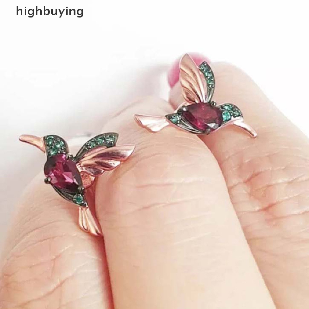 [highbuying] ใหม่ ต่างหูระย้า ห้อยจี้คริสตัล รูปนกฮัมมิ่งเบิร์ด