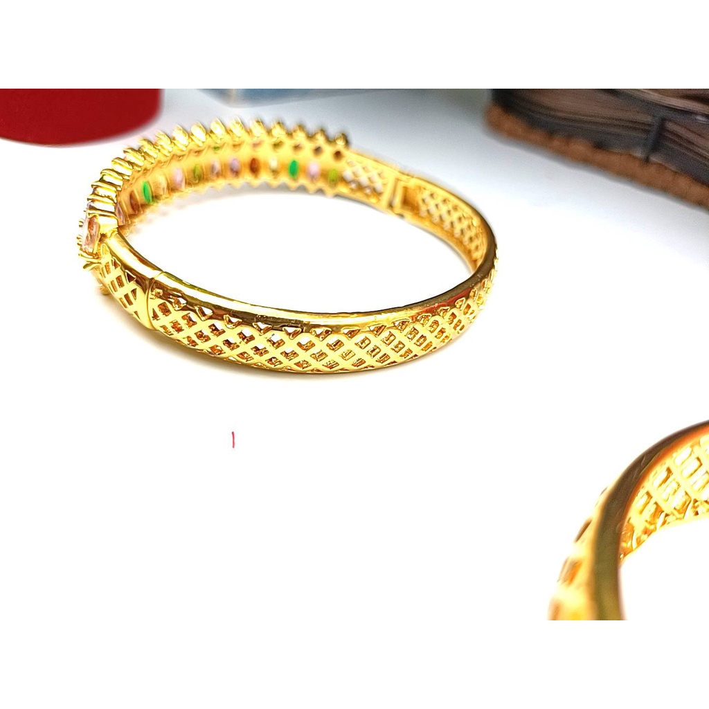 jewelryshop365 K105 กำไลข้อมือนพเก้า งาน CZ แท้